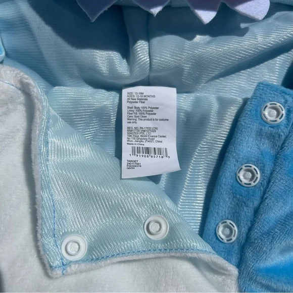 Baby Shark Halloween Costume Pullover Top 12-18M (Months) Hyde & EEK! Plush Blue - Picture 4 of 13